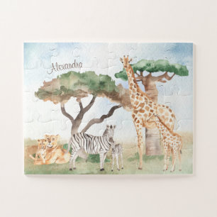 Puzzle Aquarelle maman et bébé Animaux africains