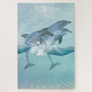 Puzzle Aquarelle marine des dauphins de plage