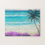 Puzzle Aquarelle Mer Océan Plage Mer Tropicale<br><div class="desc">Cette conception peut être personnalisée en cliquant sur le bouton personnaliser et en modifiant la couleur, en ajoutant un nom, des initiales ou vos mots préférés. Contactez-moi à l'adresse colorflowcreations@gmail.com si vous souhaitez que ce design soit disponible sur un autre produit. Achetez ma peinture acrylique abstraite originale à vendre à...</div>