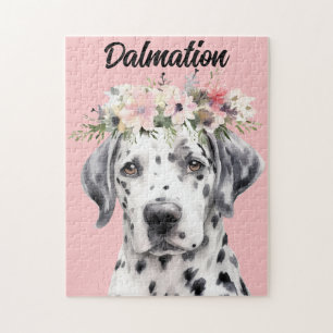 Puzzle Aquarelle mignonne Dalmation Chien/Fleurs