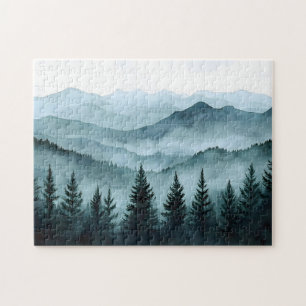 Puzzle Aquarelle Misty Mountain Range