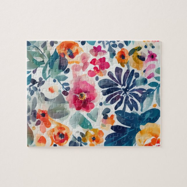 Puzzle Aquarelle Motif Floral Cute Fleurs Vintages (Horizontal)