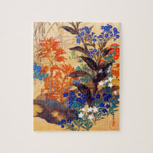 Puzzle Aquarelle orientale, fleurs vintages éclatantes ar