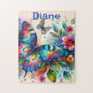 Puzzle Aquarelle Papillon Floral Garden Personnalisé