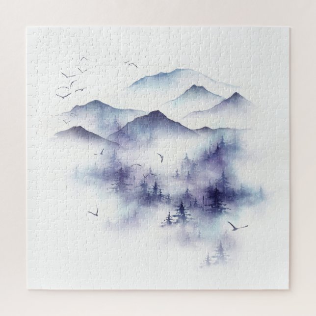 Puzzle Aquarelle, paysage hivernal (Vertical)