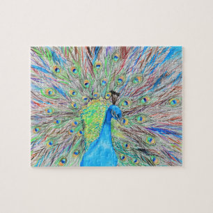 Puzzle Aquarelle Peacock peinture