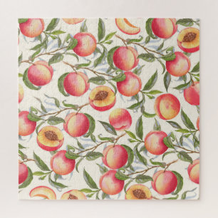 Puzzle Aquarelle pêche, motif floral transparent.