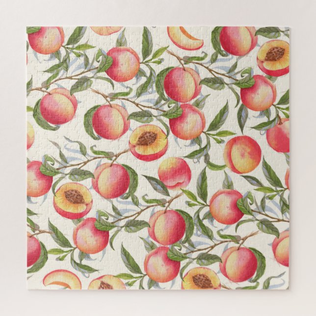 Puzzle Aquarelle pêche, motif floral transparent. (Vertical)
