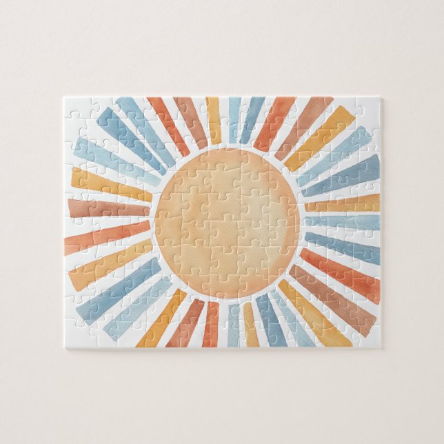 Puzzle Aquarelle peinte à la main Vintage soleil (Horizontal)