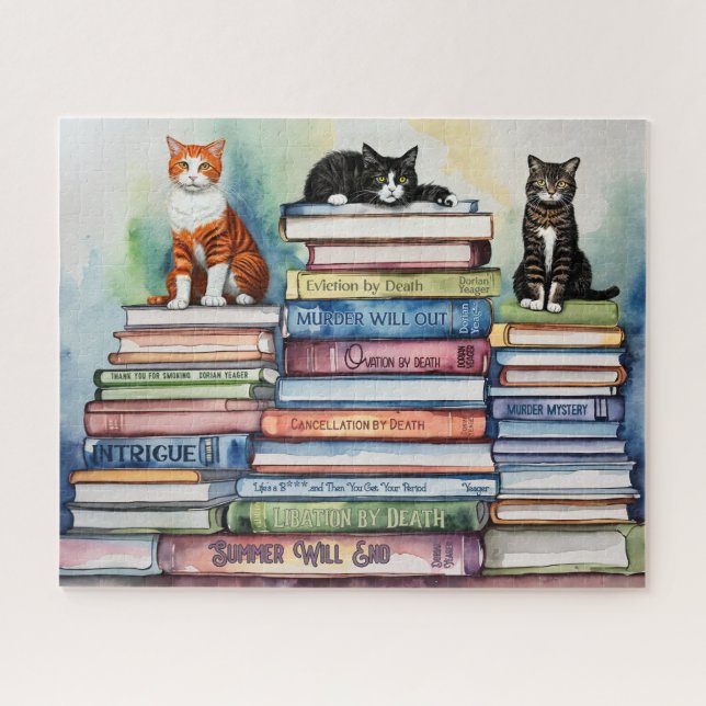 Puzzle Aquarelle Peinte de la pile de livres de lecture (Horizontal)