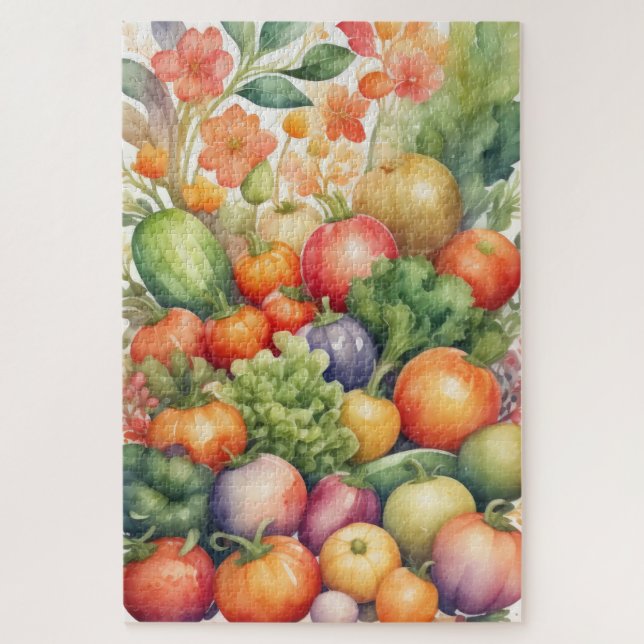 Puzzle Aquarelle Peinture de légumes assortis (Vertical)