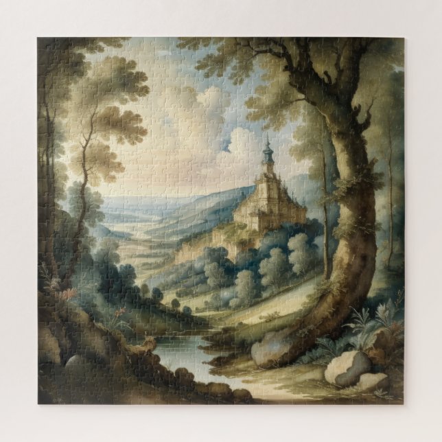 Puzzle Aquarelle Peinture de paysage de style antique (Vertical)
