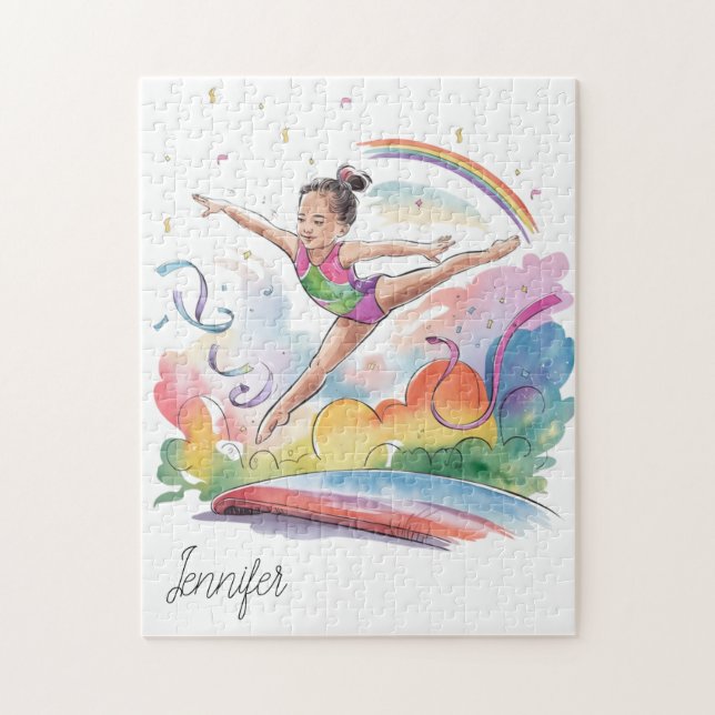 Puzzle Aquarelle Personnalisée Cute gymnastique fille ros (Vertical)