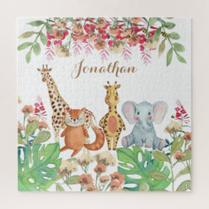 Puzzle Aquarelle personnalisée enfants jungle safari mode