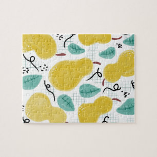 Puzzle Aquarelle Poires Verdure Abstrait