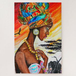 Puzzle Aquarelle - Princesse africaine - Belle femme