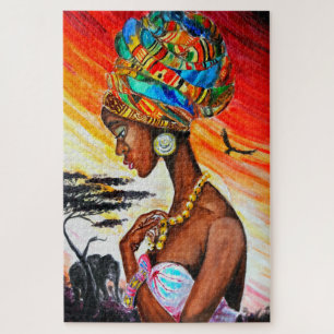 Puzzle Aquarelle - Princesse Africaine - Peinture