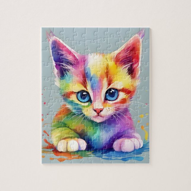 Puzzle Aquarelle Rainbow Cat (Vertical)