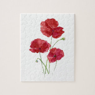 Puzzle Aquarelle Roquette rouge Jardin floral