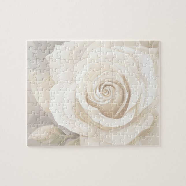 Puzzle Aquarelle rose blanche fleur abstraite. (Horizontal)