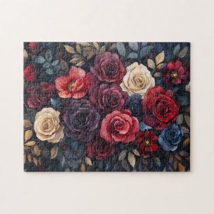 Puzzle Aquarelle Rose Bouquet Feuille coloré