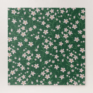 Puzzle Aquarelle rose Floral Botanique foncé Vert