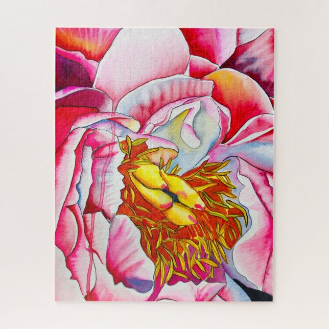 Puzzle Aquarelle rose Peony (Vertical)