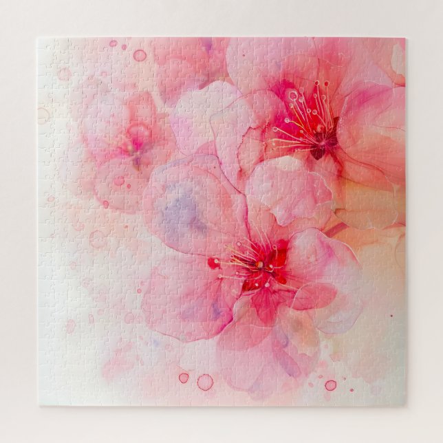 Puzzle Aquarelle rose Pétale Élégance (Vertical)