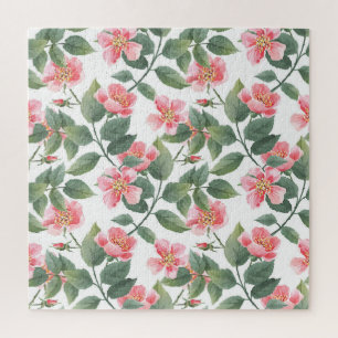 Puzzle Aquarelle Rose sauvage Floral sans joint