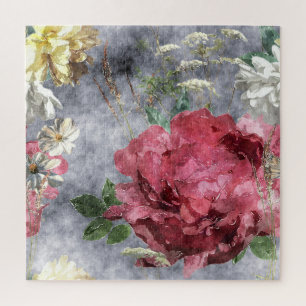 Puzzle Aquarelle rouge Peony motif floral