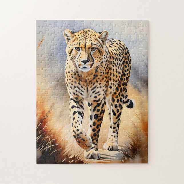 Puzzle Aquarelle Safari Cheetah Nature (Vertical)