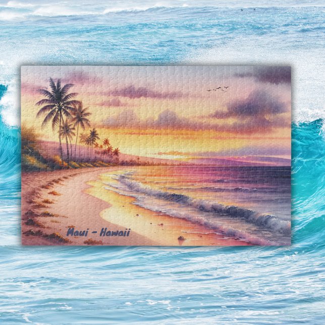 Puzzle Aquarelle Sketch Maui Hawaii Coloré | (Créateur téléchargé)