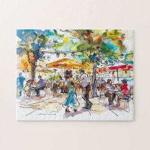 Puzzle Aquarelle Soirée de Danse d'Été à Berlin Mitte