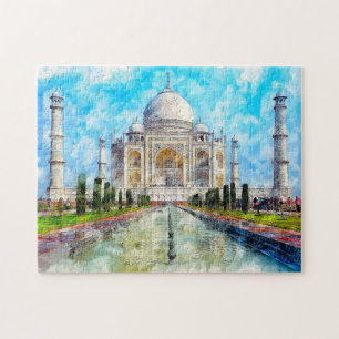 Puzzle Aquarelle Taj Mahal Peinte