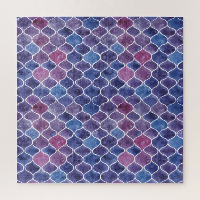 Puzzle Aquarelle transparente Violet motif floral (Vertical)