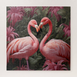 Puzzle Aquarelle Tropical Rose Flamant rose Romance
