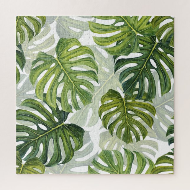Puzzle Aquarelle tropicale de Monstera verte (Vertical)