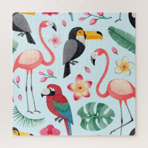 Puzzle Aquarelle Tropicale : Fusion Oiseau-Fleur.