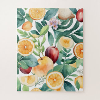 Puzzle Aquarelle tropicale Harmonie des fruits et Feuille