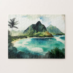 Puzzle Aquarelle tropicale Hawaii. La nature de la plage