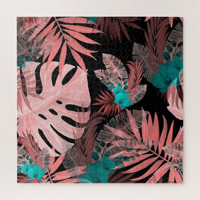 Puzzle Aquarelle Tropicale Orchidée Motif sans couture (Vertical)