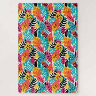 Puzzle Aquarelle tropicale Whimsical Feuilles difficiles