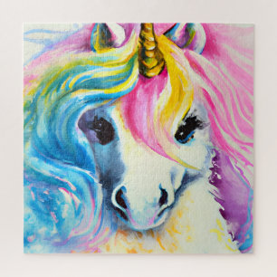 Puzzle Aquarelle Unicorne arc-en-ciel