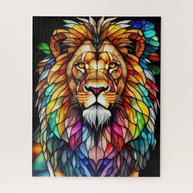Puzzle Aquarelle Verre verni Style Lion (Vertical)