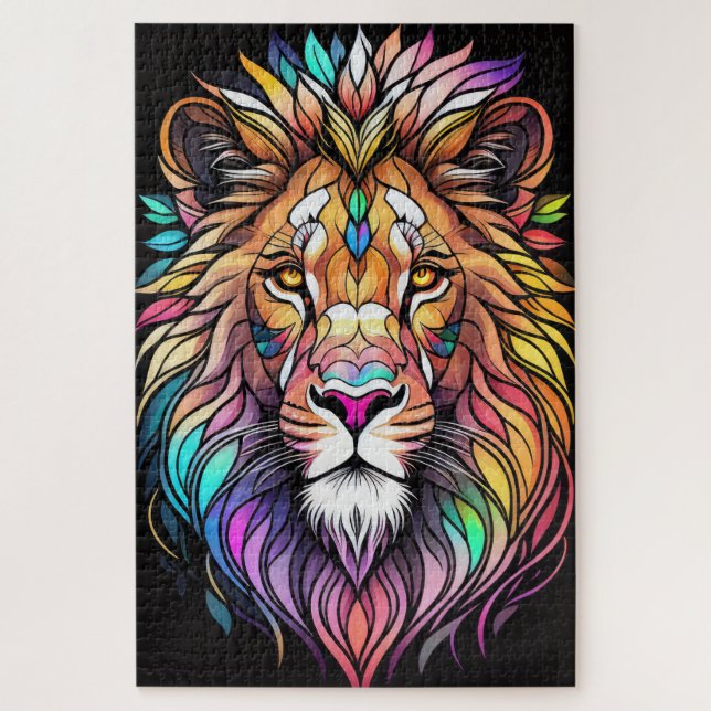 Puzzle Aquarelle Verre verni Style Lion (Vertical)