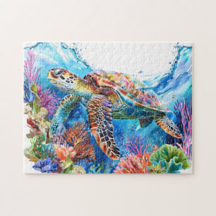 Puzzle Aquarelle Vibrante Tortue marine