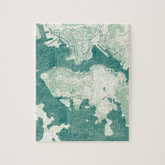Puzzle Aquarelle vintage bleue de carte de Hong Kong