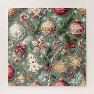 Puzzle Aquarelle Vintage Motifs de Noël