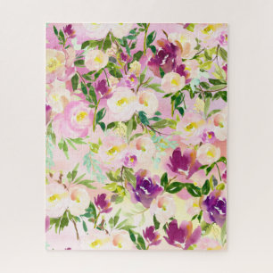Puzzle Aquarelle violette rose Fille