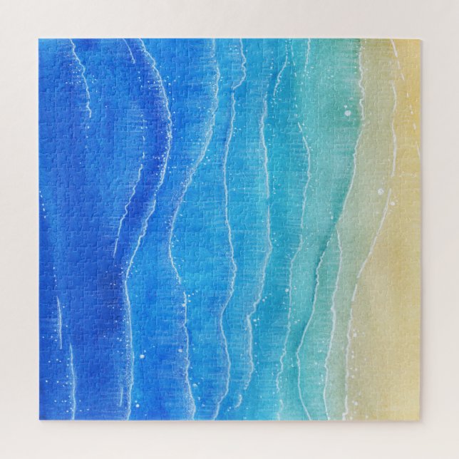 Puzzle Aquarelle vue mer et plage. (Vertical)
